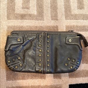 Michael Michael kors Studded Black Leather Wristlet Clutch